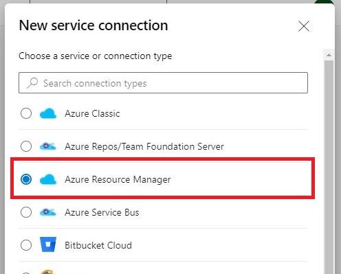 Azureへの接続 - Choose a service or connection type 1