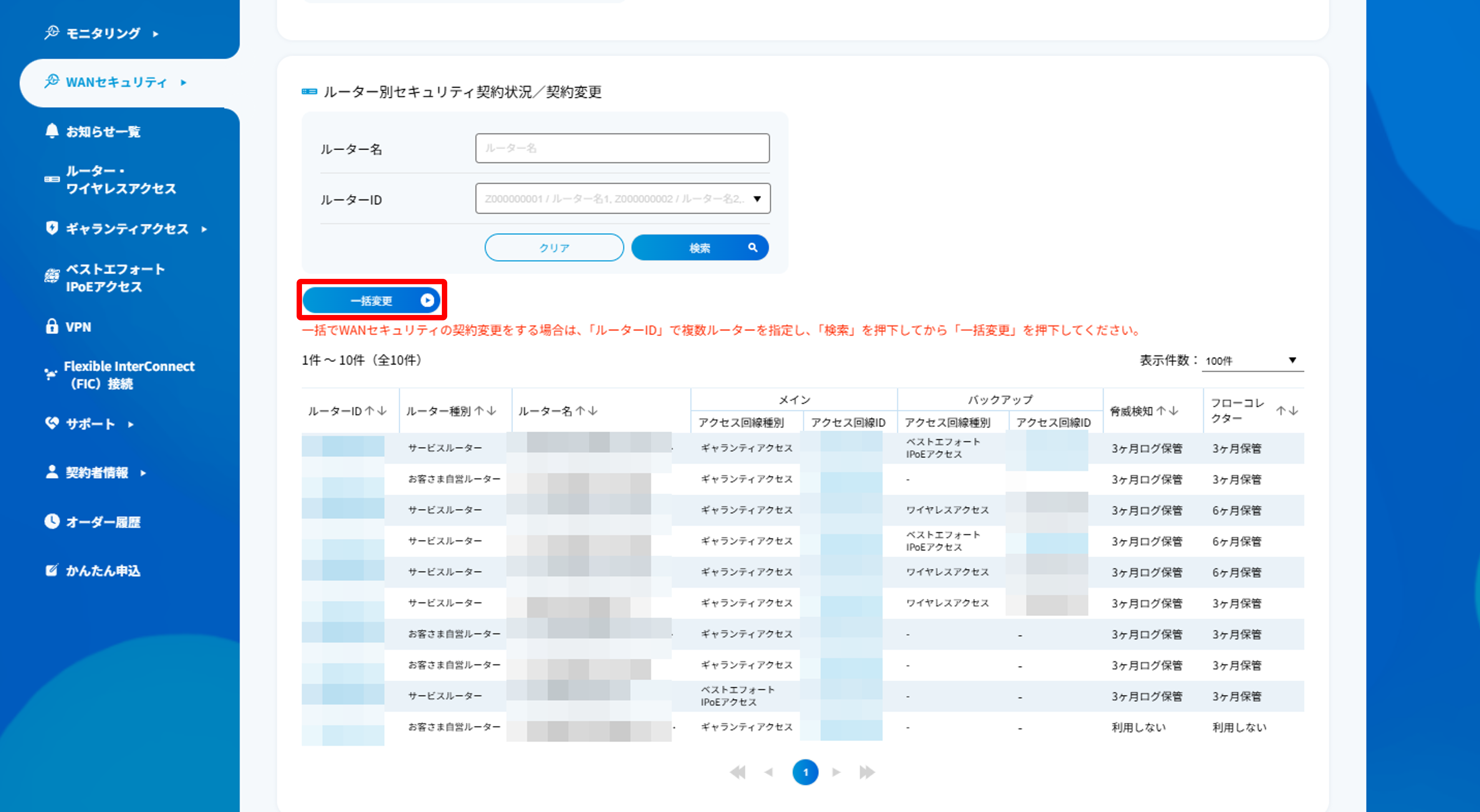 ルーター別セキュリティ契約状況